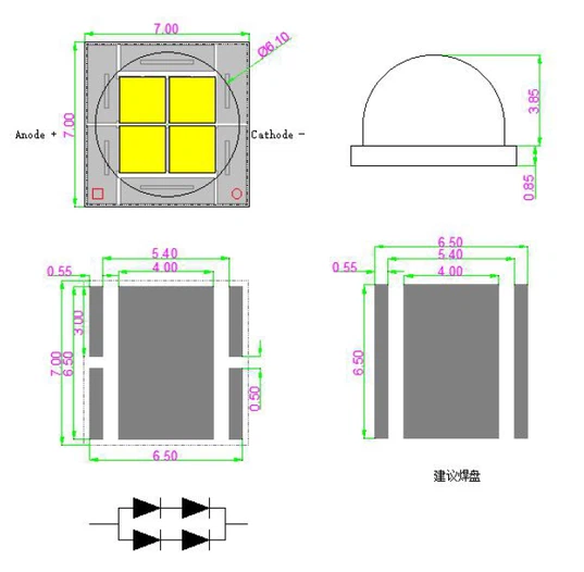 Dome silicone lens 7070 smd led package size Dome silicone lens 7070 smd led package size