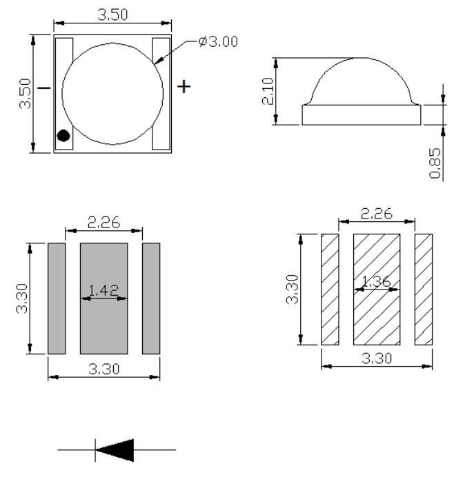 3535 570nm smd led size 3535 570nm smd led size
